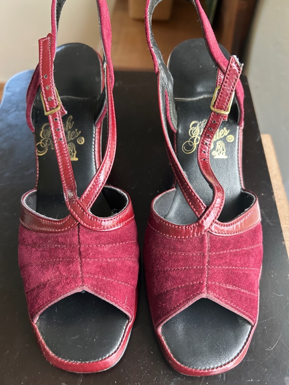 Hush Puppies burgundy peep toe sling heels size 7.5